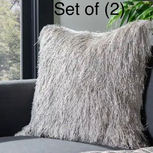 SAFAVIEH 20-inch Shag Modish Metallic Metalic Silver Decorative Pillow